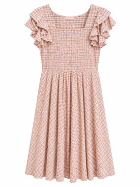 Ivy City Co. Hattie Dress Multicolor Gingham Ruffle Sleeve - L